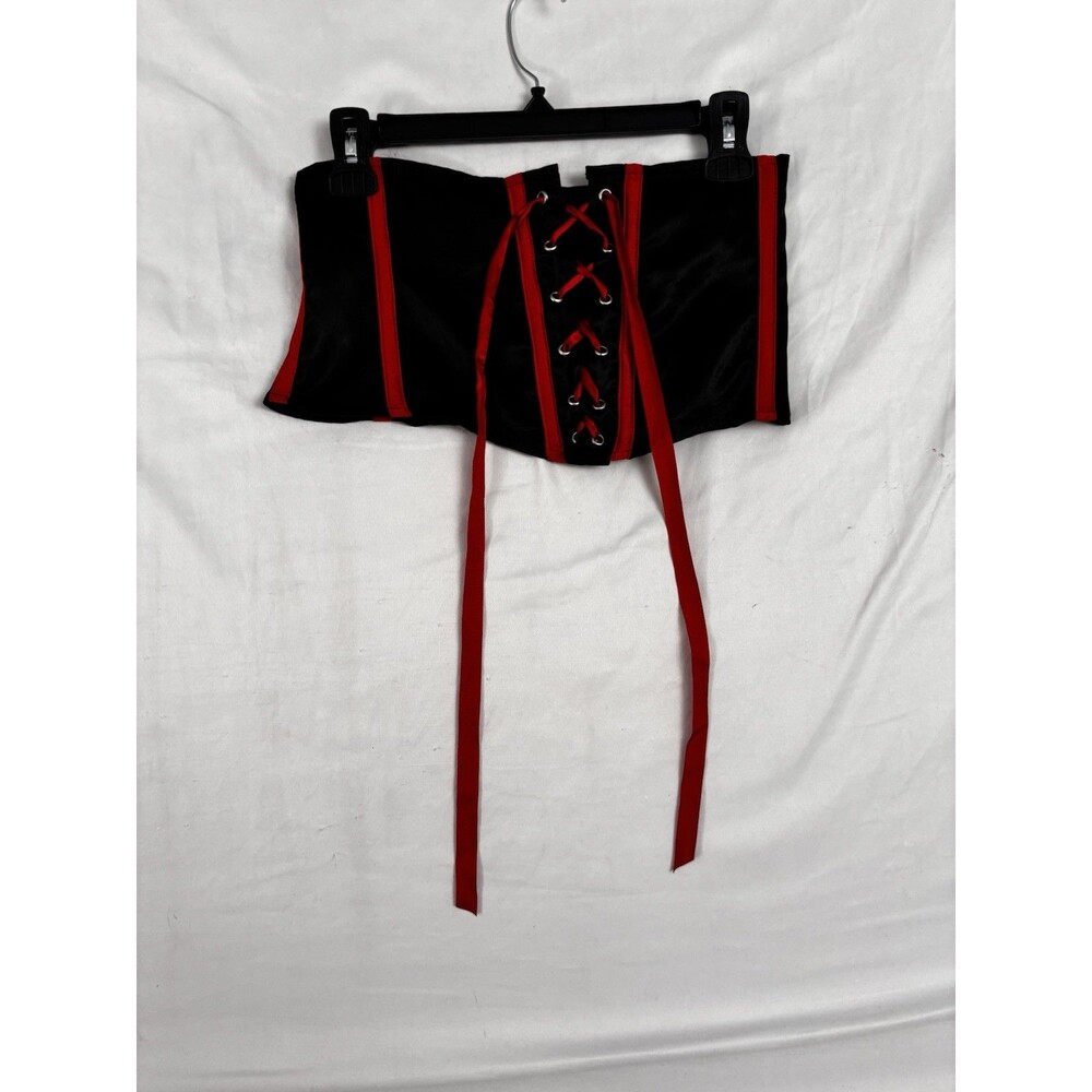 Be Wicked Black Red Lace Up Corset Belt Waist Cincher Gothic Costume OS